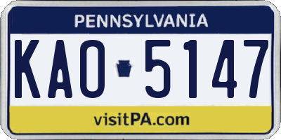 PA license plate KAO5147