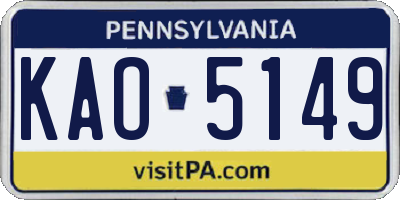 PA license plate KAO5149