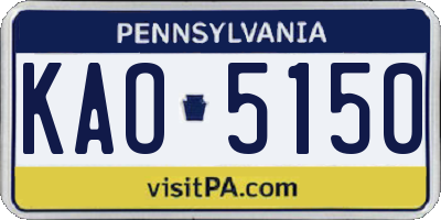 PA license plate KAO5150