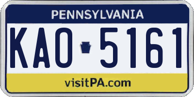 PA license plate KAO5161