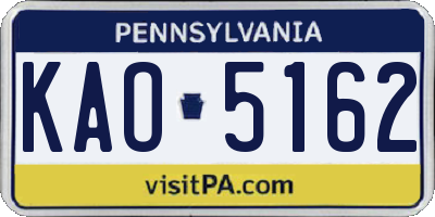 PA license plate KAO5162