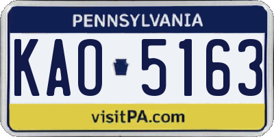 PA license plate KAO5163