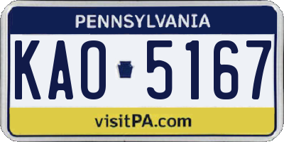 PA license plate KAO5167