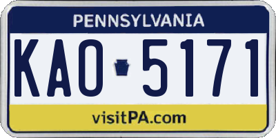 PA license plate KAO5171