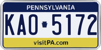 PA license plate KAO5172
