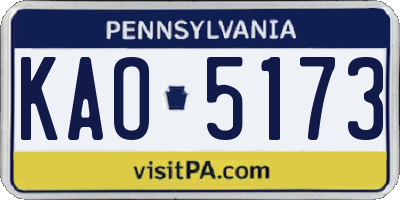 PA license plate KAO5173
