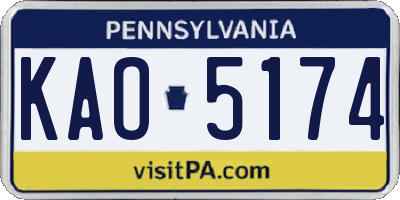 PA license plate KAO5174