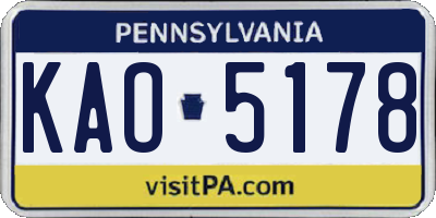 PA license plate KAO5178