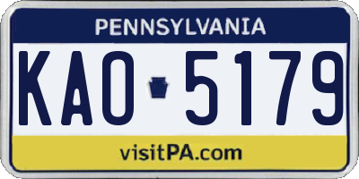 PA license plate KAO5179