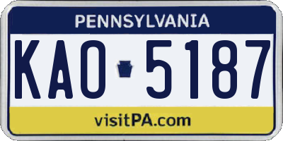 PA license plate KAO5187