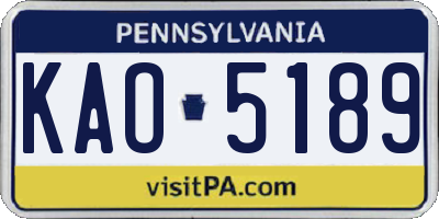 PA license plate KAO5189