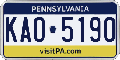 PA license plate KAO5190