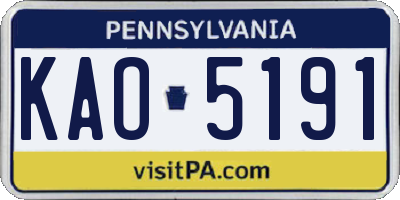 PA license plate KAO5191