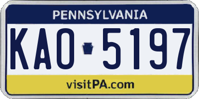 PA license plate KAO5197