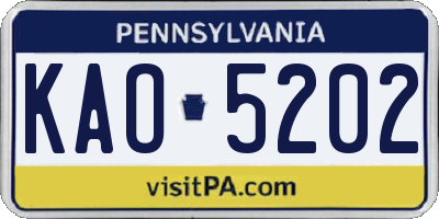 PA license plate KAO5202