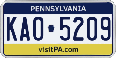 PA license plate KAO5209