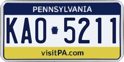 PA license plate KAO5211