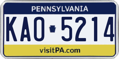 PA license plate KAO5214