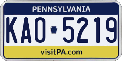 PA license plate KAO5219