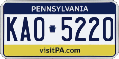 PA license plate KAO5220