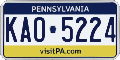 PA license plate KAO5224