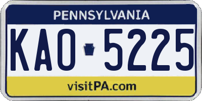PA license plate KAO5225