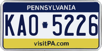 PA license plate KAO5226