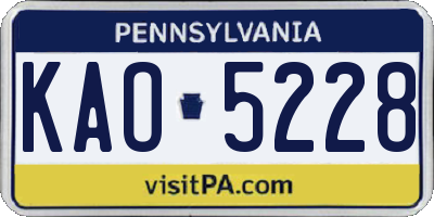 PA license plate KAO5228