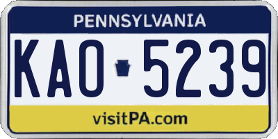 PA license plate KAO5239
