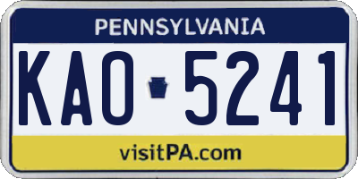 PA license plate KAO5241