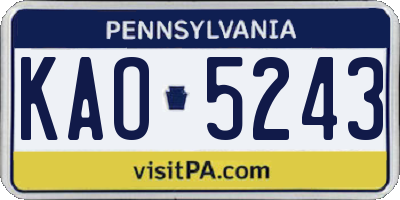 PA license plate KAO5243