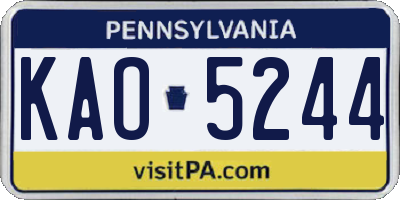 PA license plate KAO5244