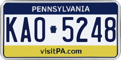 PA license plate KAO5248