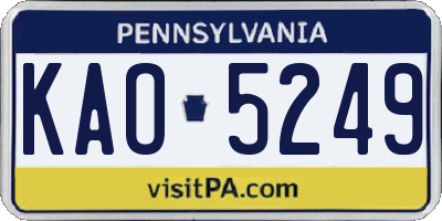 PA license plate KAO5249