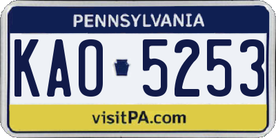 PA license plate KAO5253