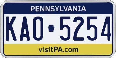 PA license plate KAO5254