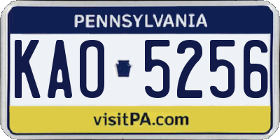 PA license plate KAO5256