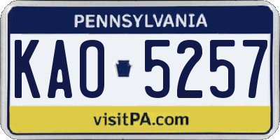 PA license plate KAO5257