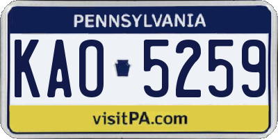 PA license plate KAO5259