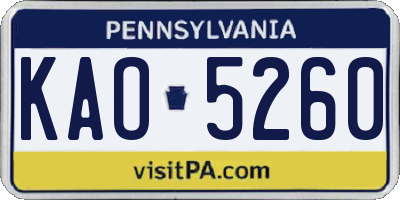 PA license plate KAO5260