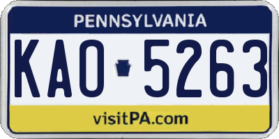 PA license plate KAO5263