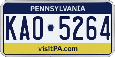 PA license plate KAO5264