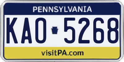 PA license plate KAO5268