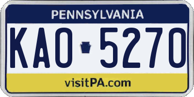 PA license plate KAO5270