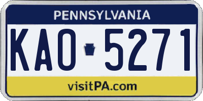 PA license plate KAO5271