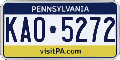 PA license plate KAO5272
