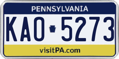 PA license plate KAO5273
