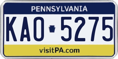 PA license plate KAO5275