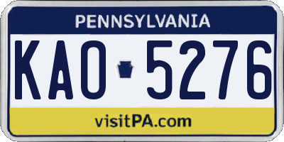 PA license plate KAO5276
