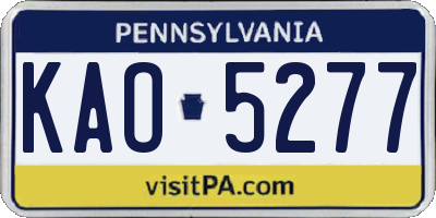 PA license plate KAO5277